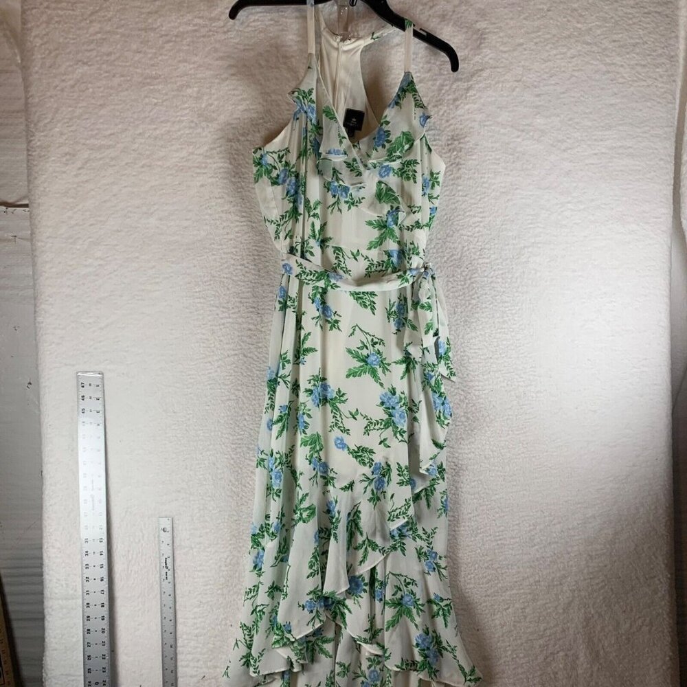 Disney Princess Women's White Floral Ruffled Sleeveless Midi Dress Size L 9645‎